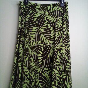 Maggy L Skirt Women 10 Elastic Waist Soft Stretch Pattern Brown Green